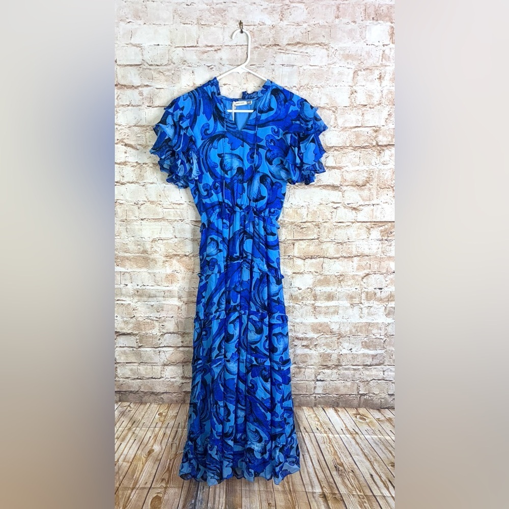 Maude Vivante Ornamental Stella Dress in Blue Size XS NEW